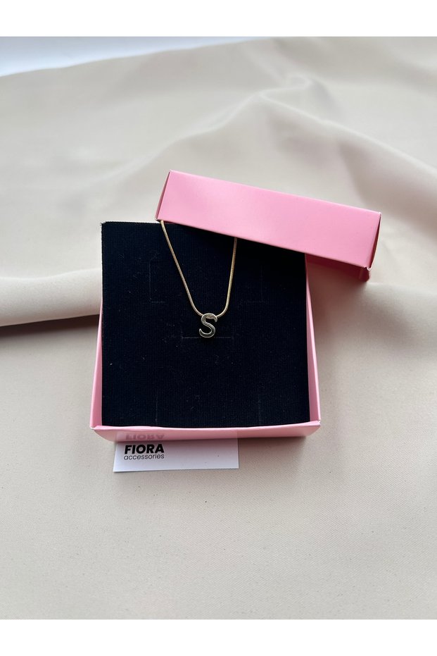 Letter S Special Boxed Three-Dimensional Bumble Steel Balloon Letter Gold Color Necklace All the Alphabet