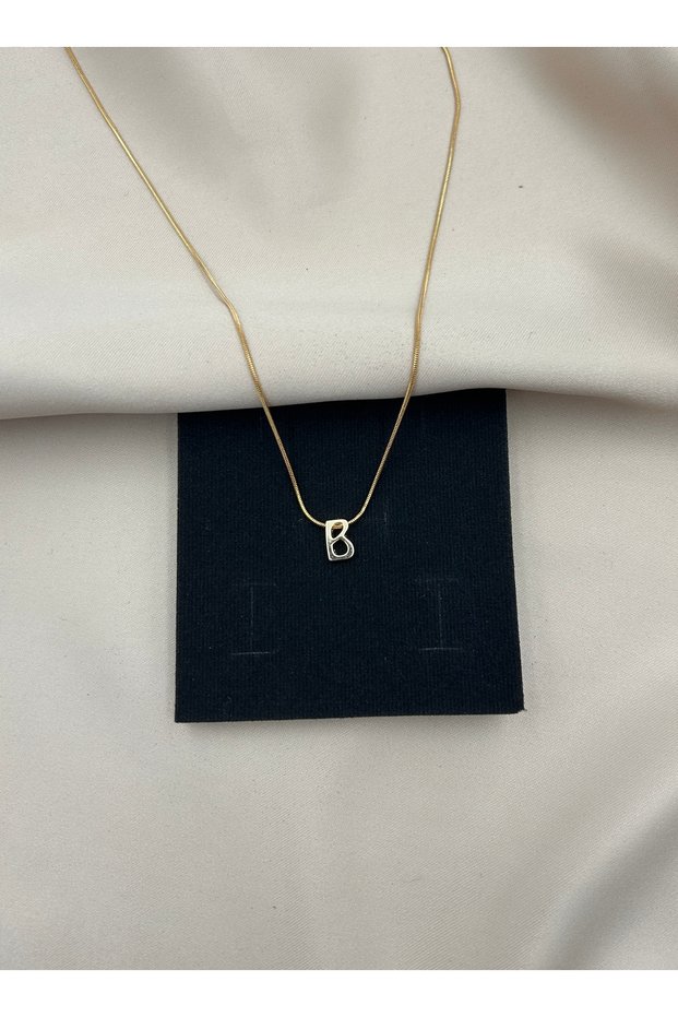 Letter B Special Boxed Three-Dimensional Bumble Steel Balloon Letter Gold Color Necklace All the Alphabet