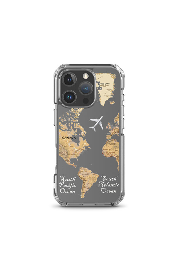 iPhone 16 Pro Compatible World Map Patterned Launch Premium Phone Case - 1
