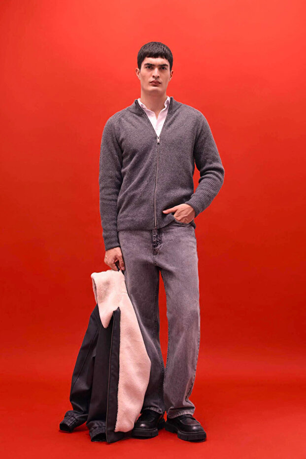 100% Cotton Baggy Fit Jean Washed Trousers B3925Ax26Sp