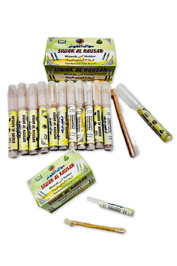 Siwak Al-Kousar Miswak with Holders - 12 Piece Natural Toothbrush Set