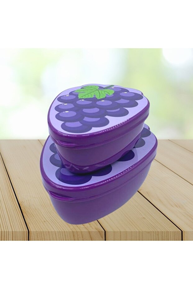 Set of 2 Interlocking Grape Model Storage and Nutrition Containers (550 ml + 250 ml)