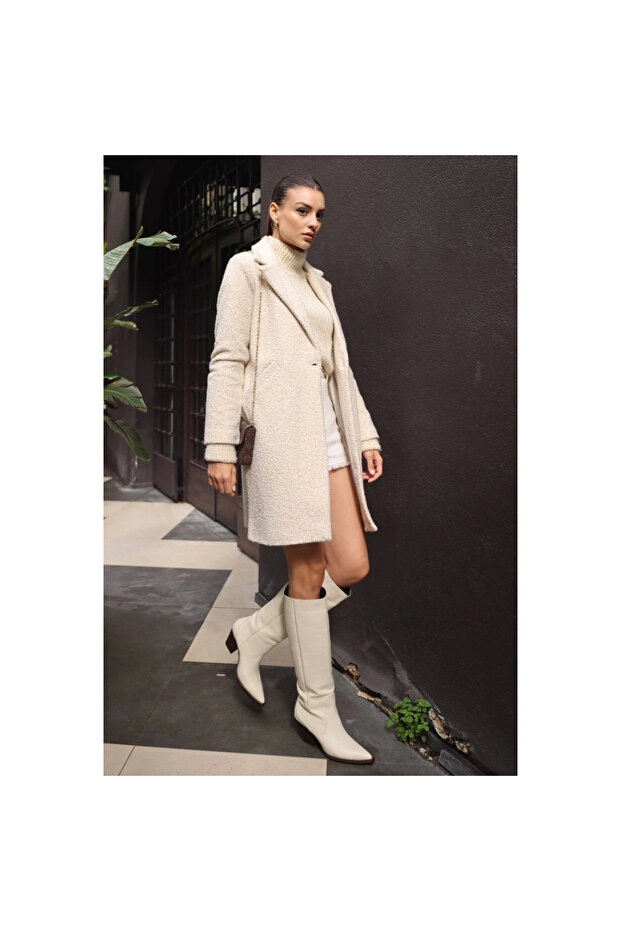 9082 Oversize Kaşe Kaban - M. Krem - 2