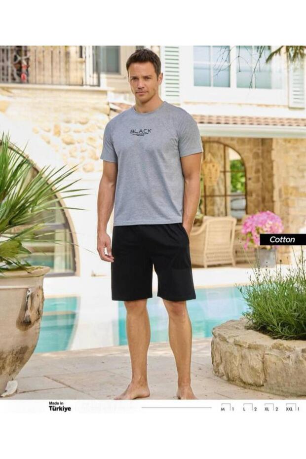 Men's Short Sleeve Shorts Crew Neck 100% Cotton Pajama Set