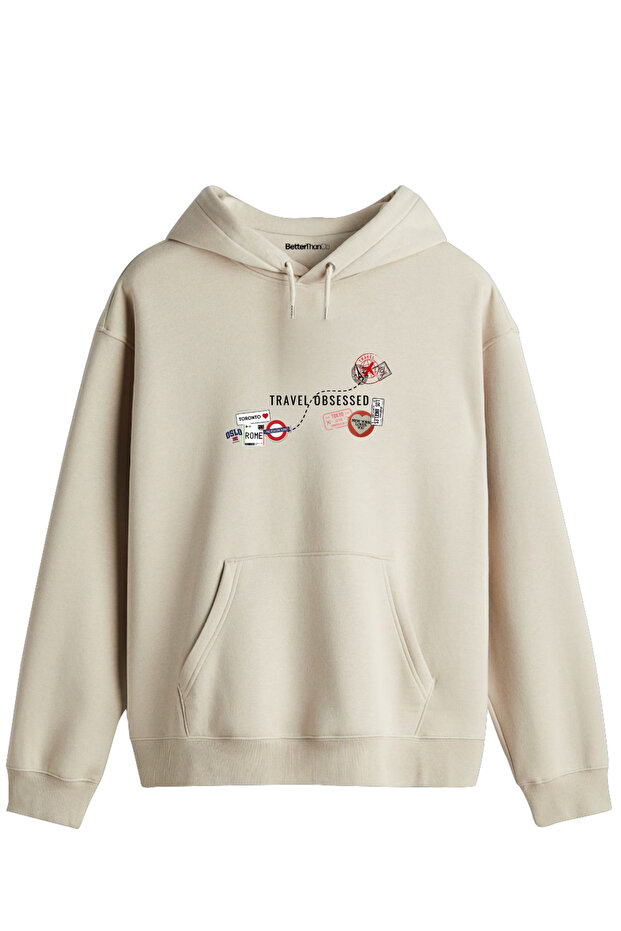 Travel Obsessed Printed Unisex Hooded Collar Hoodie