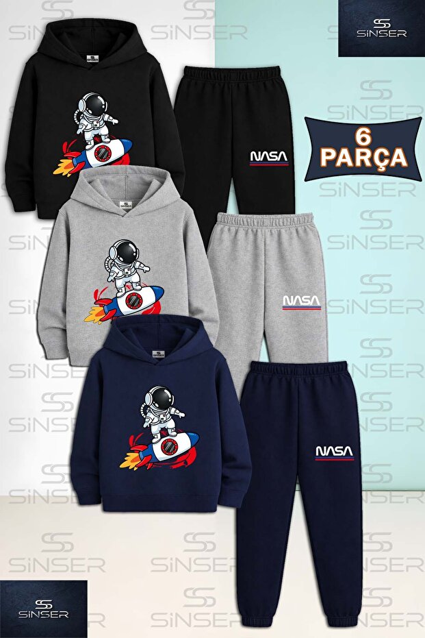 Children's Unisex Astronaut on the Shuttle 3-Piece Hooded Tracksuit Set