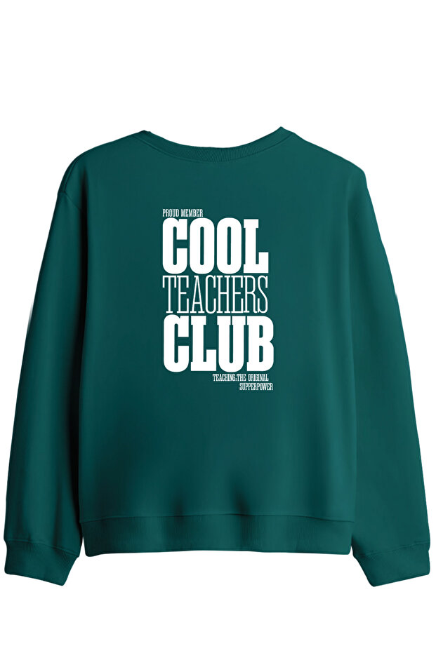 سويت شيرت مطبوع عليه Cool Teachers Club ذو ياقة دائرية