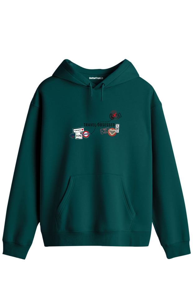 Travel Obsessed Printed Unisex Hooded Collar Hoodie