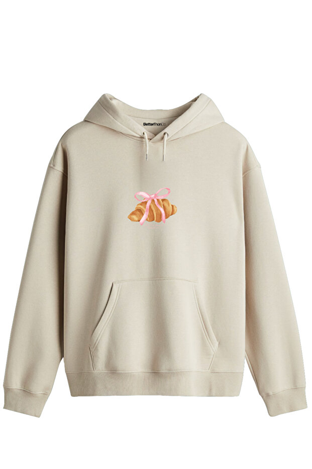 Croissant Printed Unisex Hooded Collar Hoodie