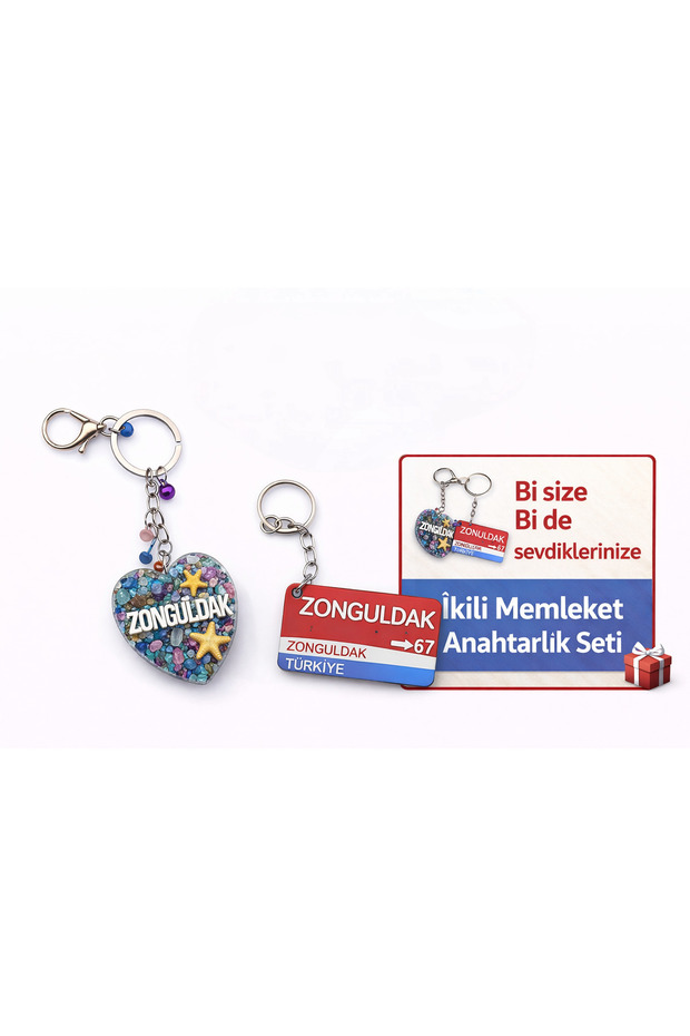 Zonguldak Hometown Themed Handmade Set of 2 Keychains