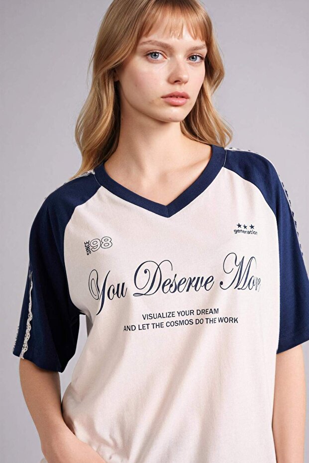 Oversıze Baskılı Tişört G5879AX26SP - 3