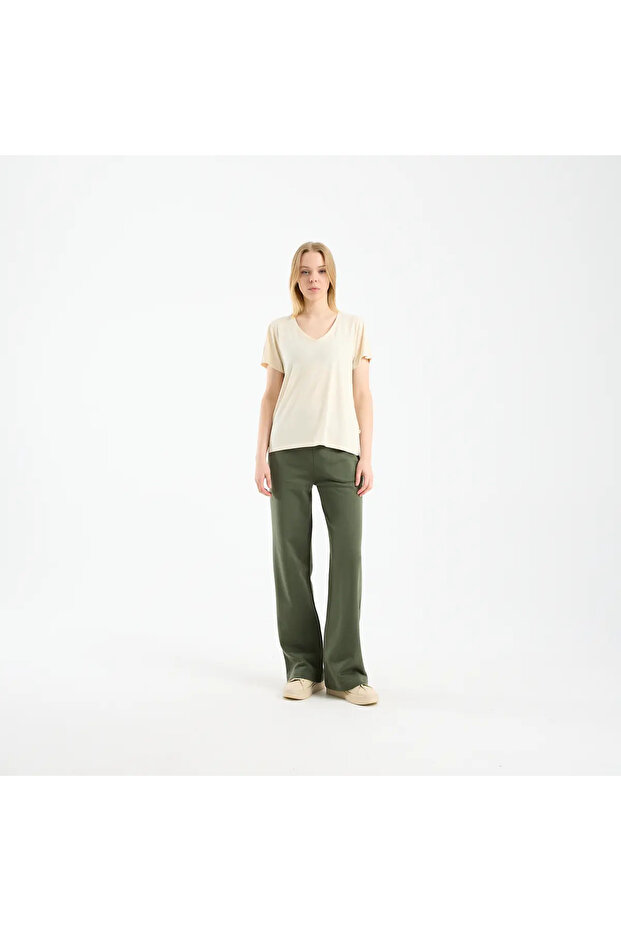 Kadın Kum Beji Basic T-shirt - 1