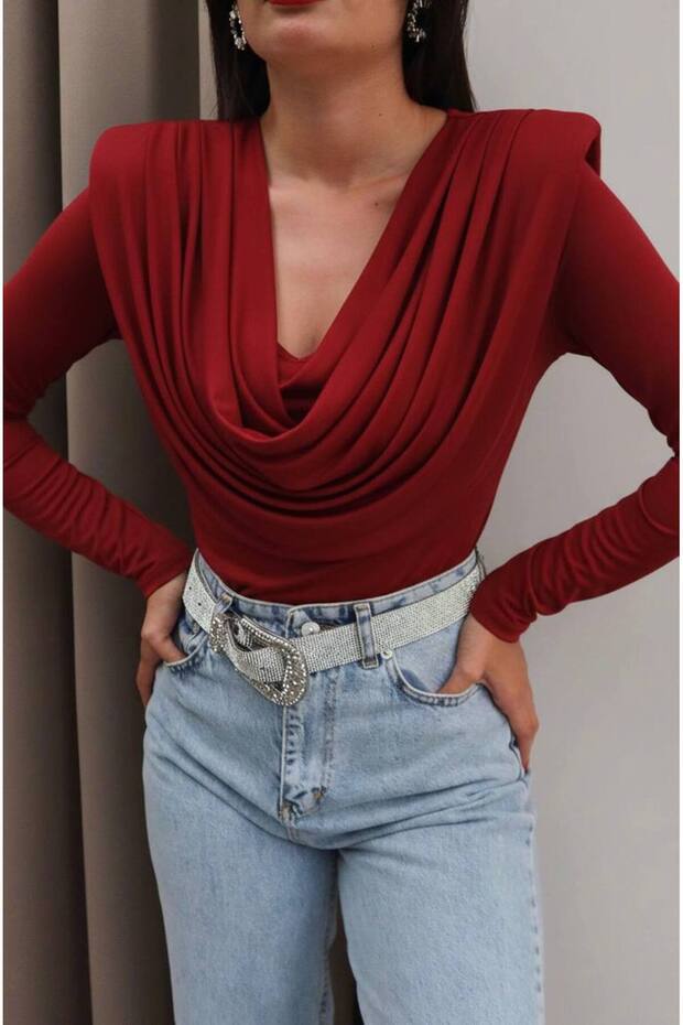 Zr Model Ön Drapeli Yaka Bluz - 3