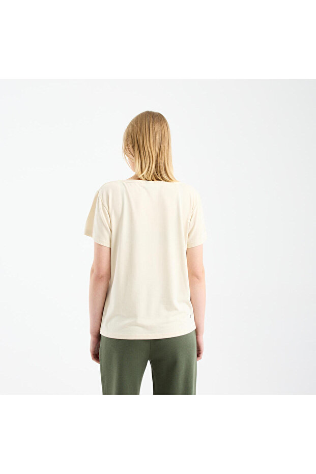 Kadın Kum Beji Basic T-shirt - 4