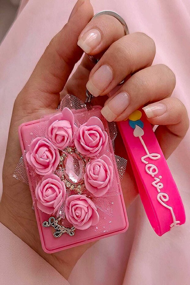 Latex Rose Mirrored Gift Keychain and Bag Ornament