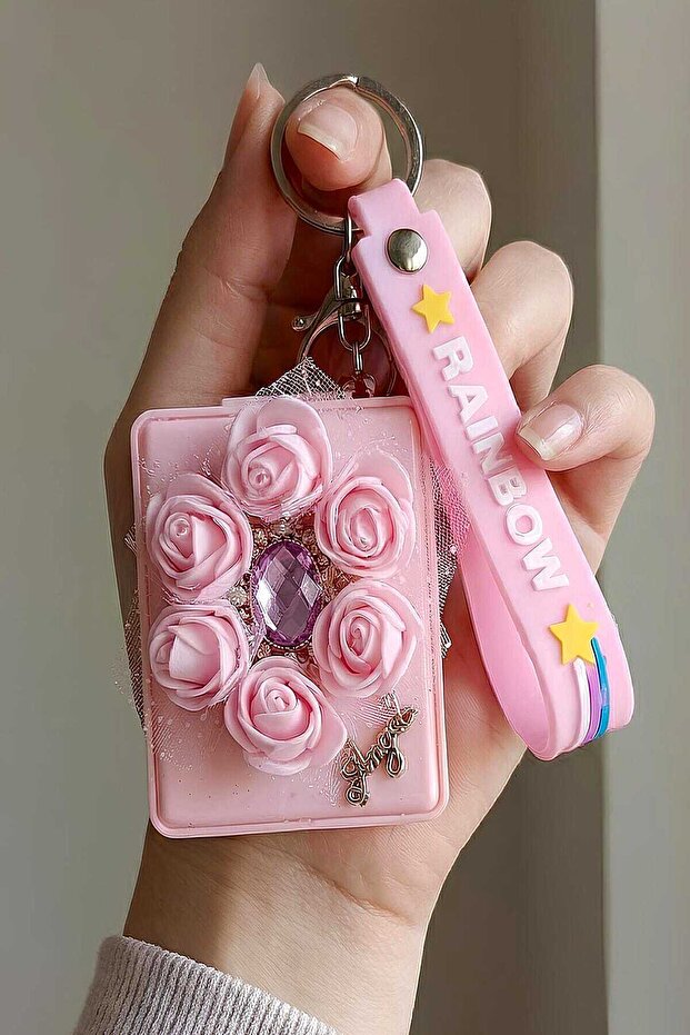 Latex Rose Mirrored Gift Keychain and Bag Ornament