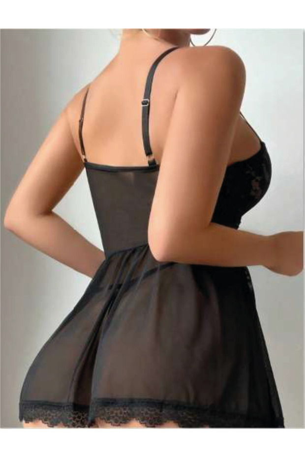 Siyah Tül Gecelik - 2