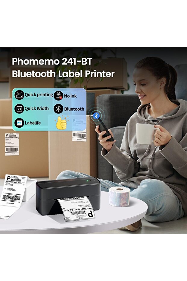 Phomemo Bluetooth Thermal Label Printer, Shipping label printer 4x6, Label Printer Bluetooth for Her - 5