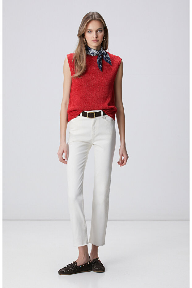 Kırmızı Kolsuz Triko - 3