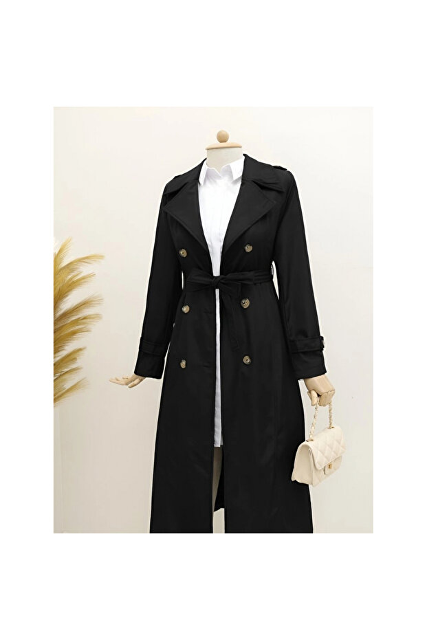 معطف معزز مبطن - أسود - 3