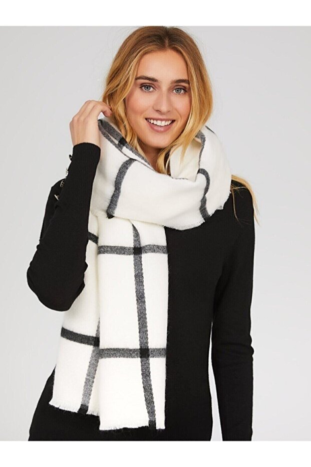 Black Striped White Scarf Luna