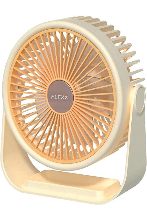 FLEXY Portable Small Desktop Fan – Compact, 1200mAh rechargeable battery, 90° adjustable, low noise,