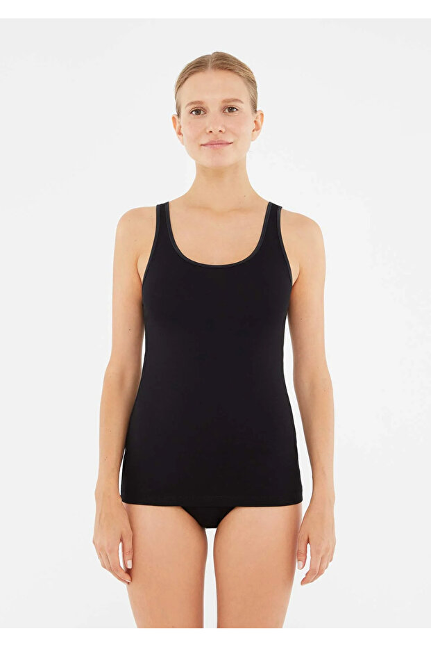 Kadın Geniş Yaka - Kalın Askılı, Basic % 95 Cotton 4'lü Atlet - 2