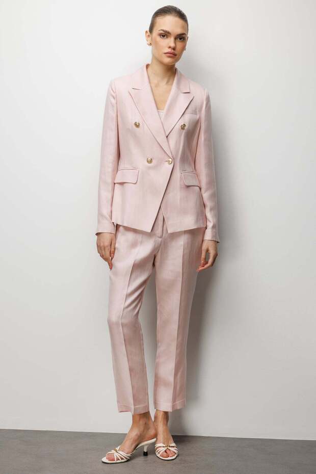 جاكيت بياقة مزدوجة الصدر مع جيوب أمامية - 3