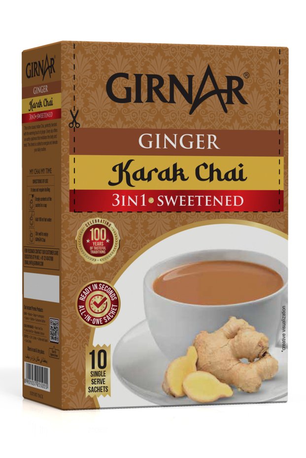 Instant Karak Tea 3in1 Ginger Premix Chai 10 Sachets 140g | Premium Indian Tea