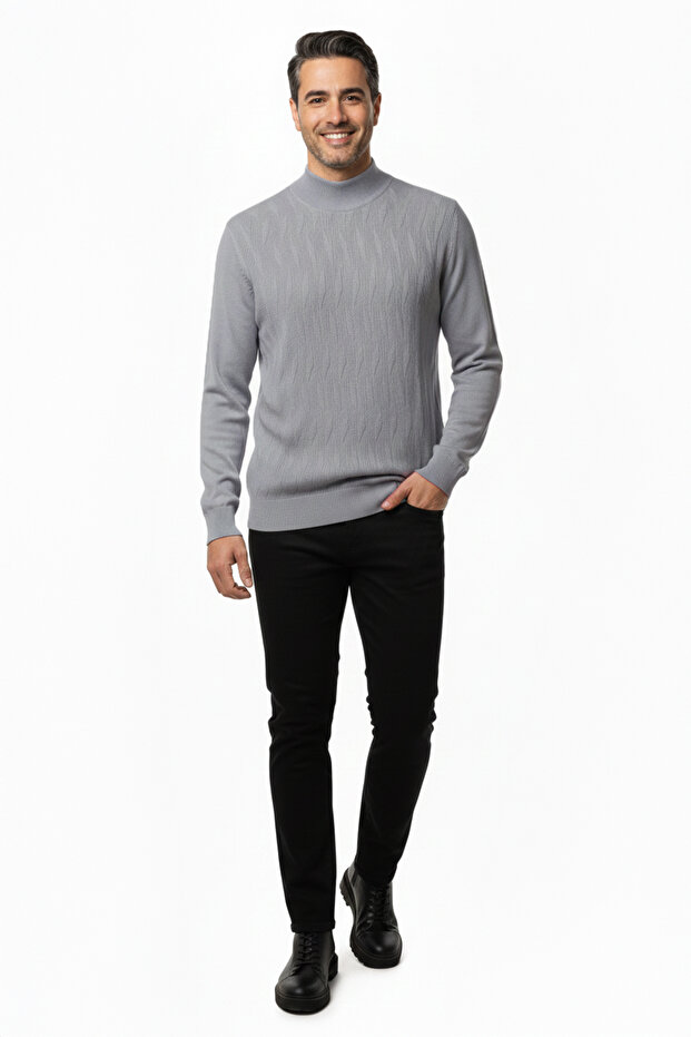 سترة رجالية بنمط ياقة الصياد نصف دائرية - 2