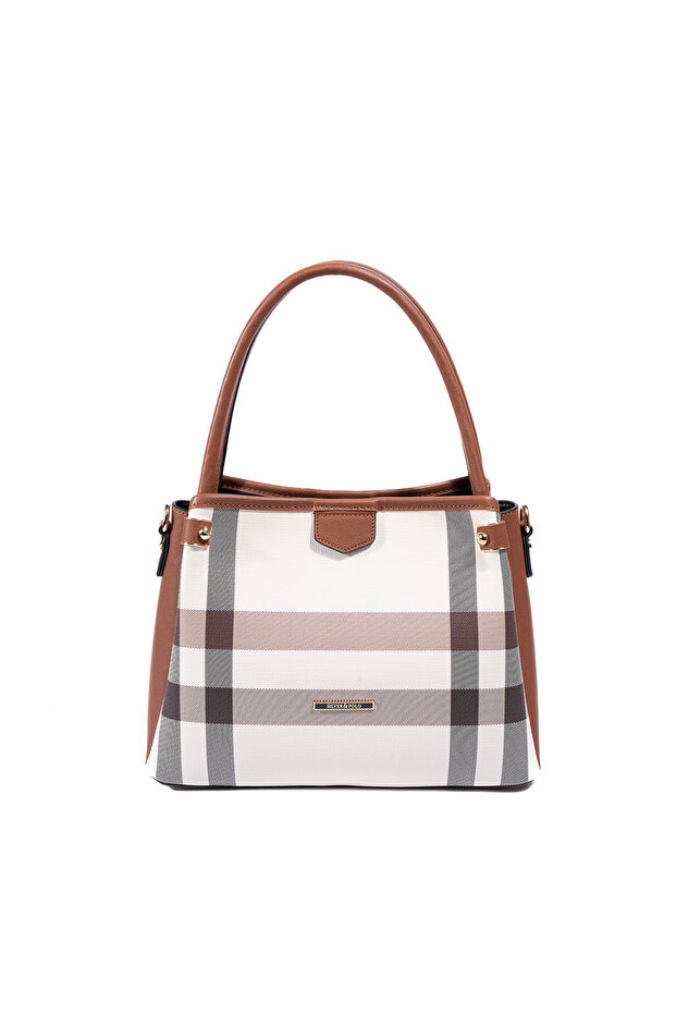 Cream - Tan Plaid Women's Handbag Sp1254