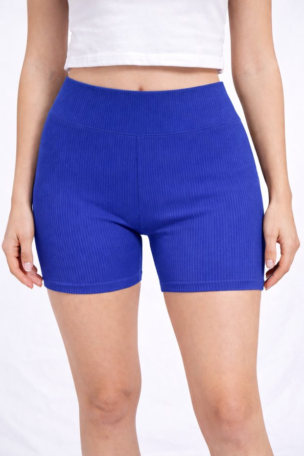 Women's High Waist Ribbed Stretchy Tummy Control Sports Shorts Leggings