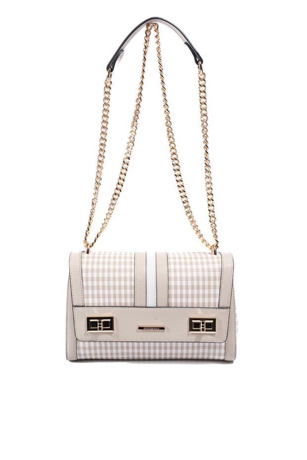 Sand Beige - Sand Beige Plaid Line Square Women's Crossbody Bag Sp1139