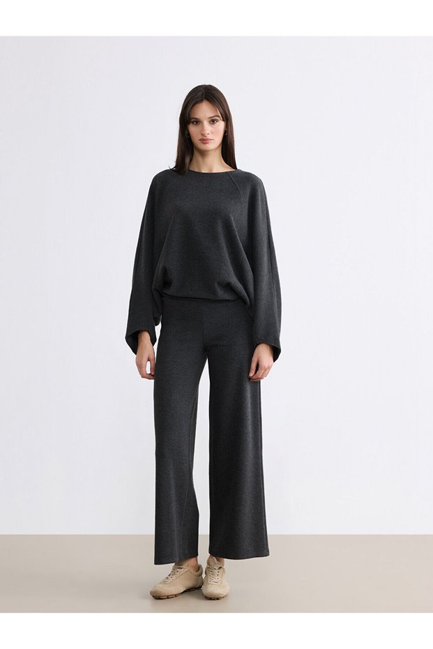 Wide Leg Women's Trousers with Elastic Waist