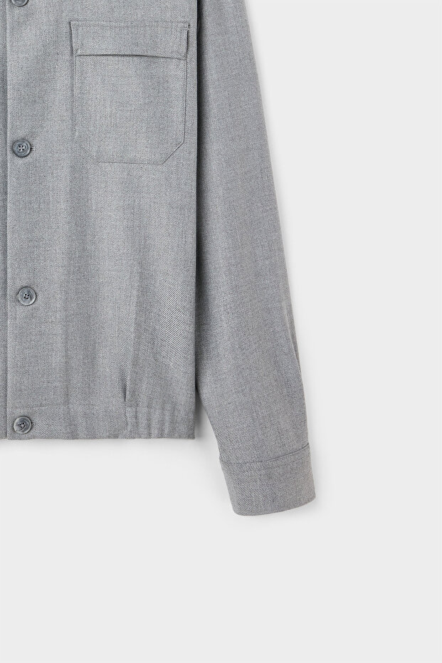 Relaxed Gri Örme Gömlek Ceket - 6