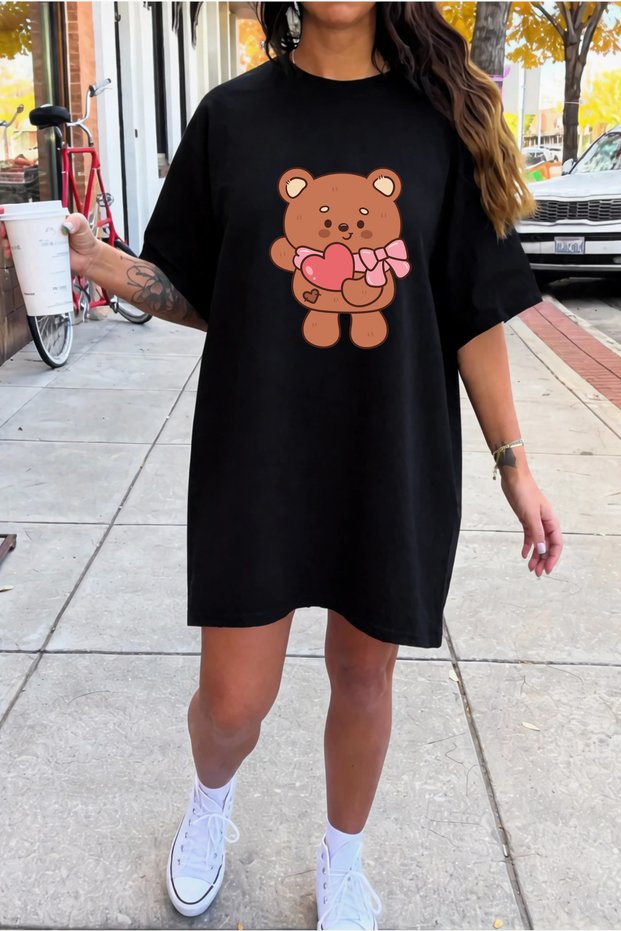Plus Size Women's Cotton Short Sleeve Crew Neck Casual T-Shirt Dress