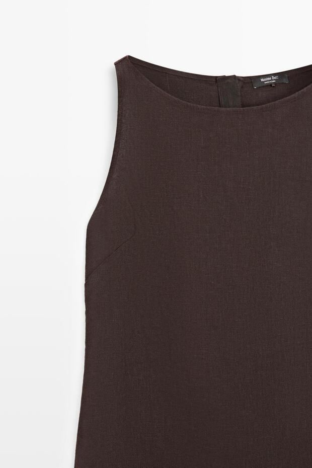 Keten halter midi elbise - 2