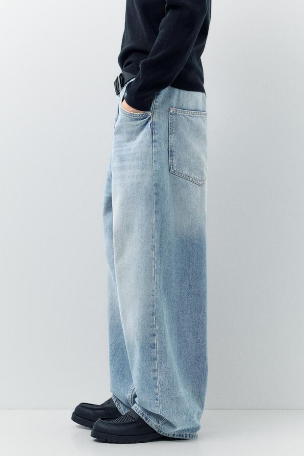 İşlemeli süper bol kesim jean - 4