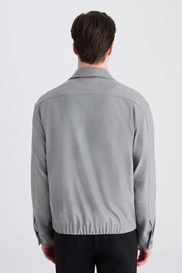 Relaxed Gri Örme Gömlek Ceket - 3