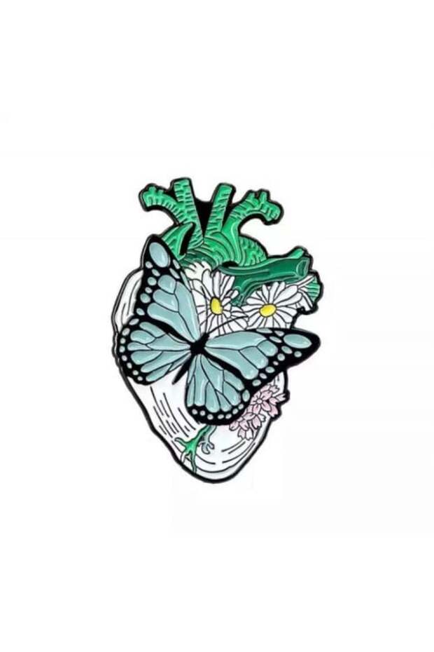 Butterfly heart brooch