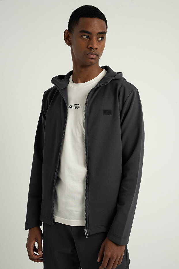 Foursquare Men's Hooded Full Zip Sweatshirt Smoked