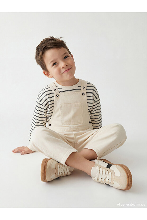 Beige Gabardine Boy's Salopet