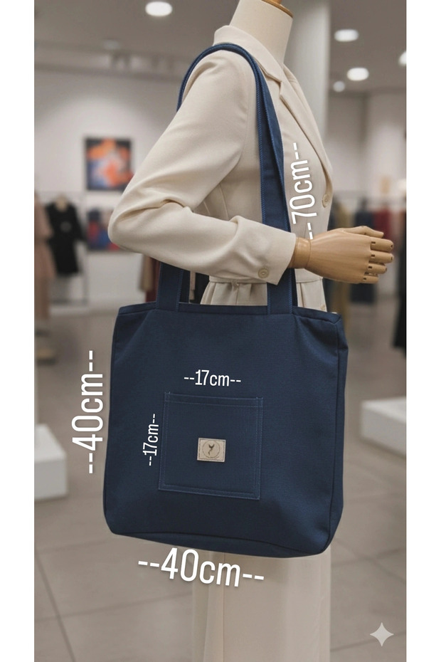 Navy Blue Color Women's Shoulder Bag Casual Unlined with Zipper