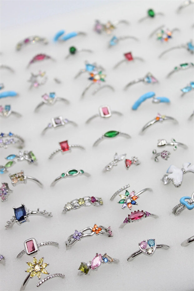 12pcs mixed princess ring set - silver - 1