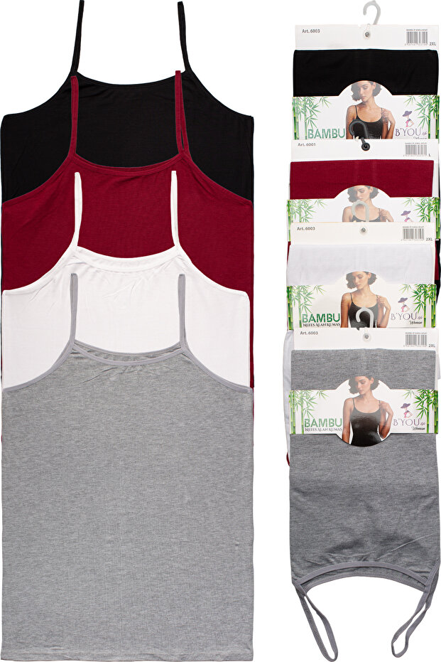 4-Piece Rope Strap L Stretch Fabric Bamboo Women's Tank Top