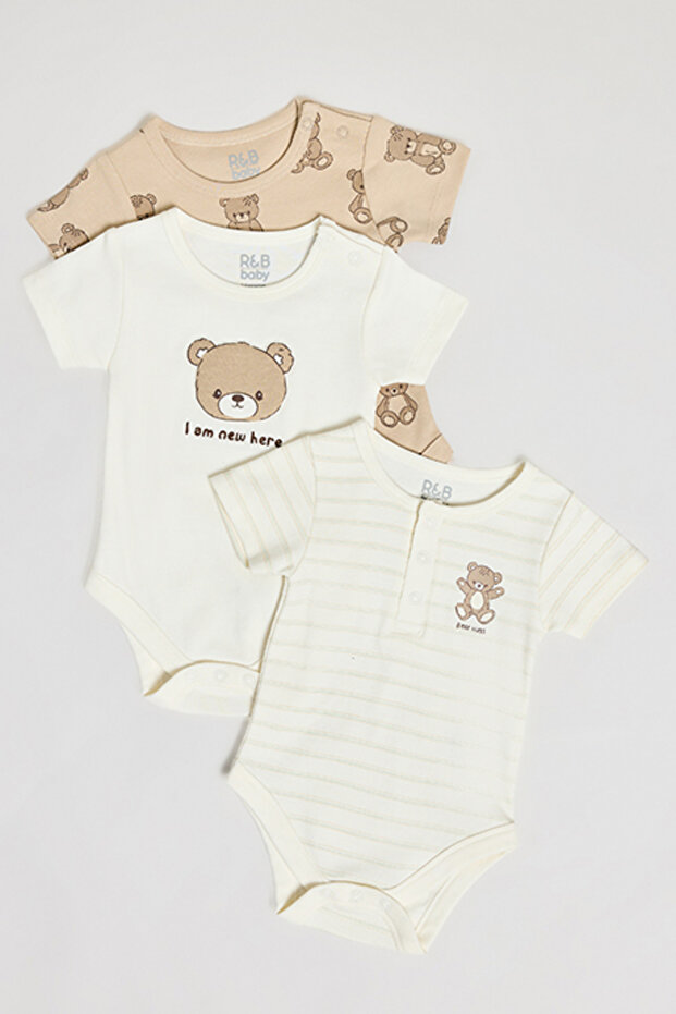 Boy's Multicolor 3 Pack Printed Bodysuits