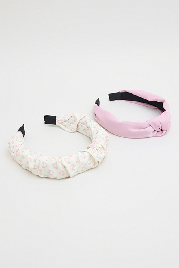 Women's Pink 2 Pack Knot Detail Headband