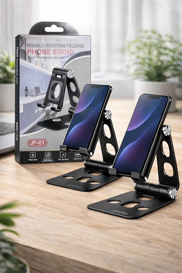 Double Rotation Folding Phone Stand Black