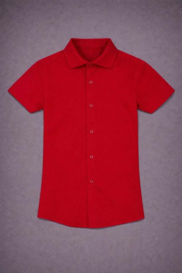 Boy's Short Sleeve Shirt Dacron Fabric Red Black Turquoise Cobalt Blue Yellow