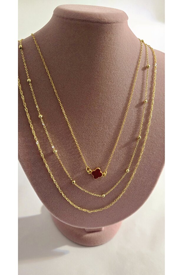 Yonca çiçek 3lü kolye - 1